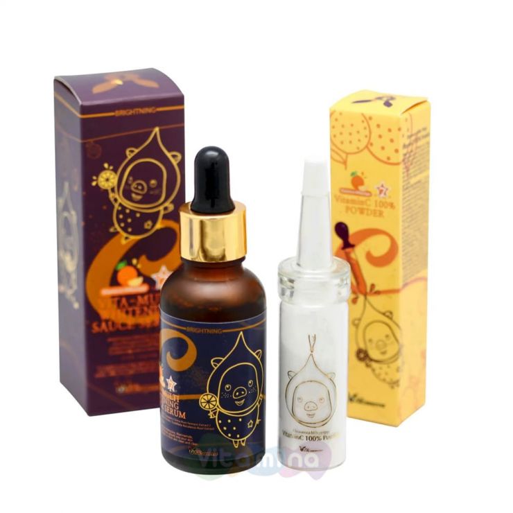 Elizavecca Vitamin C 100% Powder Пудра Витамин С+ Vita Multi Whitening Souce Serum Отбеливающая сыворотка