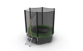 EVO JUMP External 6ft (Green) + Lower net. Батут с внешней сеткой и лестницей, диаметр 6ft (зеленый) + нижняя сеть