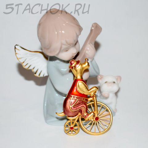 Брошь "Мишка-велосипедист" (Danecraft США)