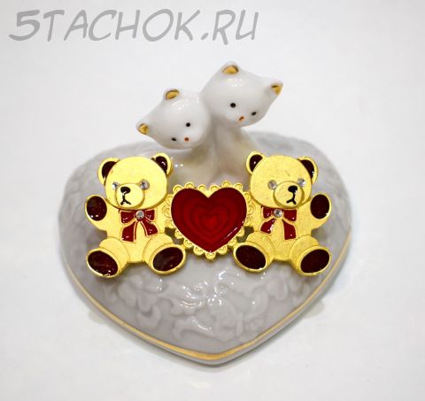 Брошь "Мишутки-валентинки" (NEWPRO США)