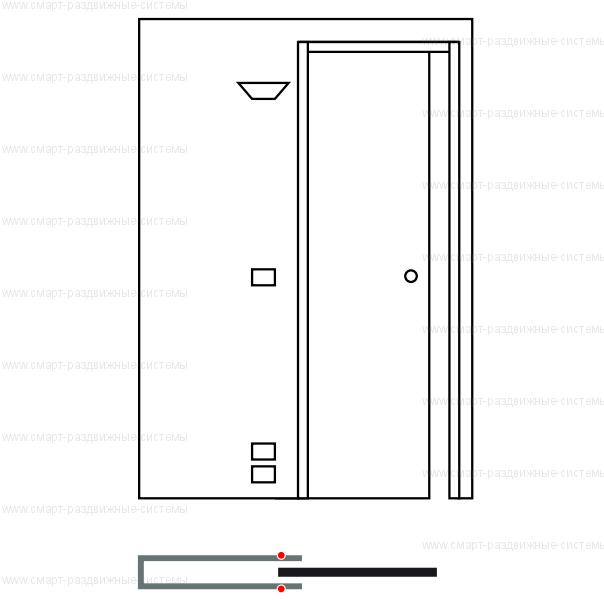 Пенал Eclisse Luce Unico под штукатурку (полотно 2000/2100 мм)