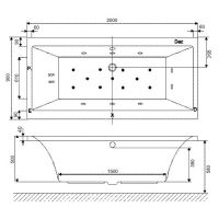 схема ванны Excellent Pryzmat 200x90