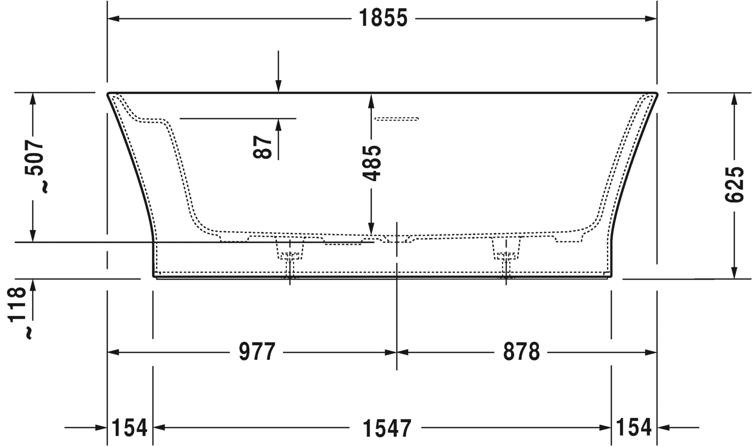 Duravit ванна Cape Cod 185,5x88,5 700330 схема 5