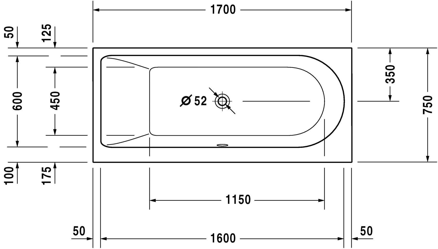 Ванна Duravit Darling New 700242 схема 1