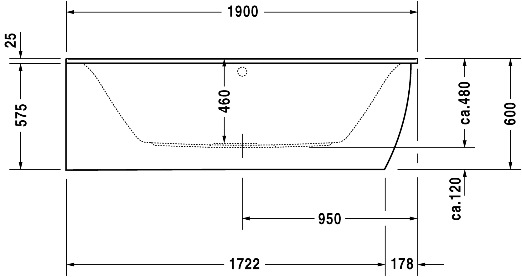 Ванна Duravit Darling New 190x90 700246 схема 2