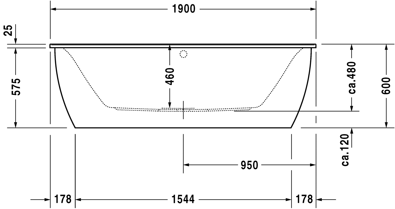 Ванна Duravit Darling New 190x90 700248 схема 2