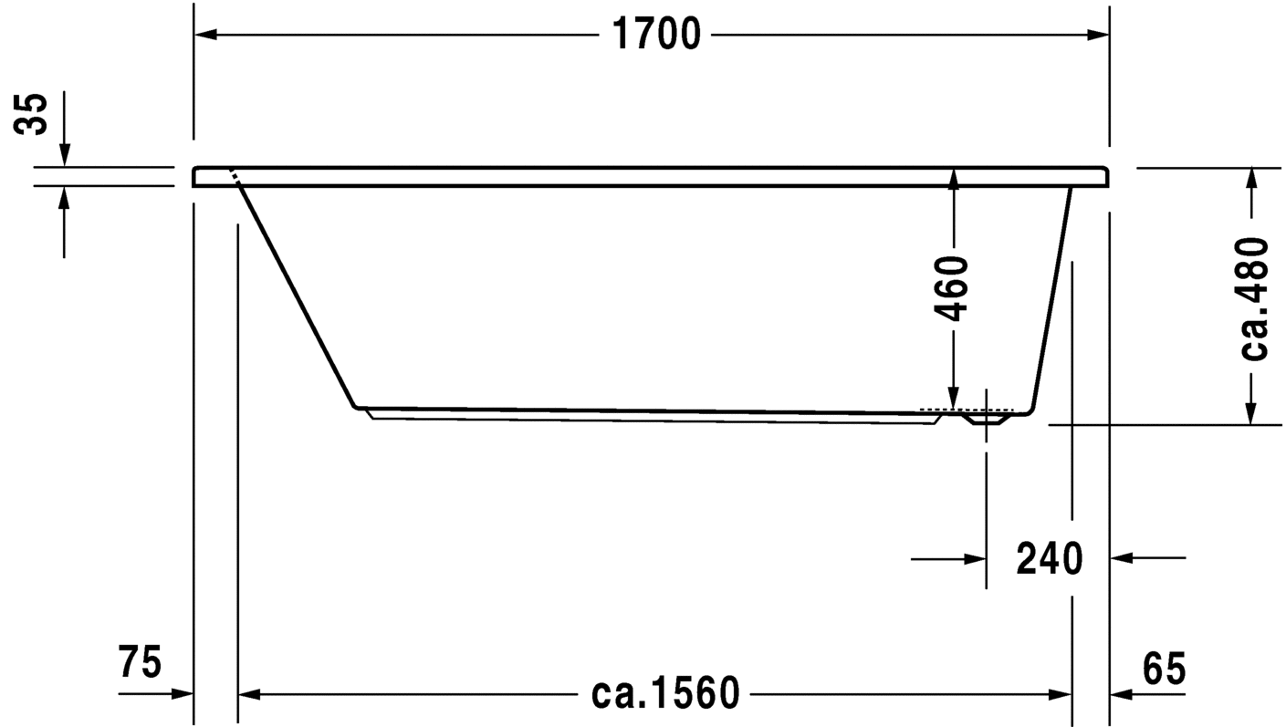 Ванна Duravit Daro 170x70 700141 схема 2