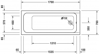 Ванна Duravit D-Code 170x70 700098 схема 1