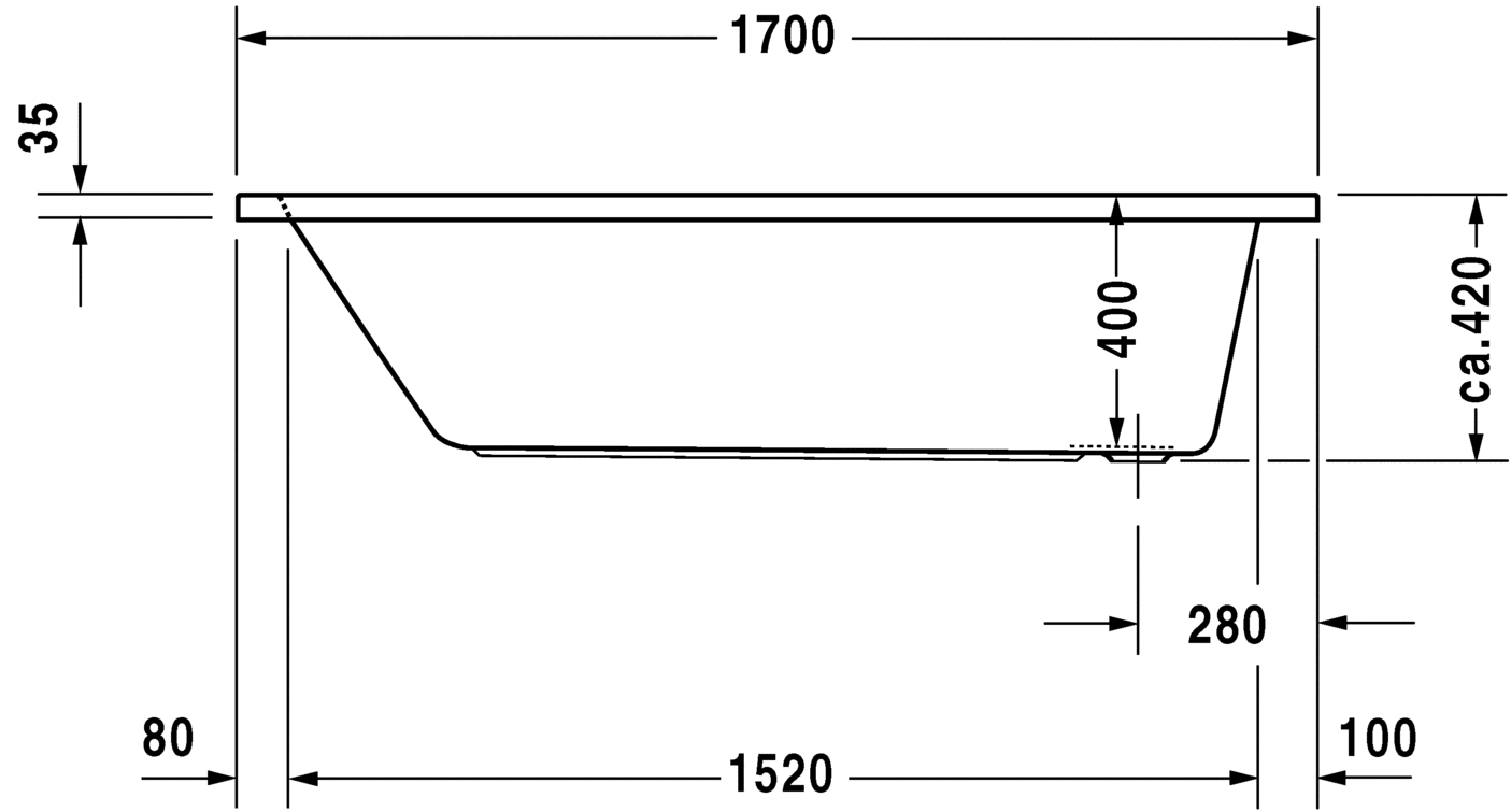 Ванна Duravit D-Code 170х75 700100 схема 2