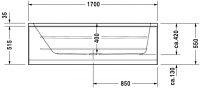 Ванна с центральным сливом Duravit D-Code 170x75 700099 схема 3