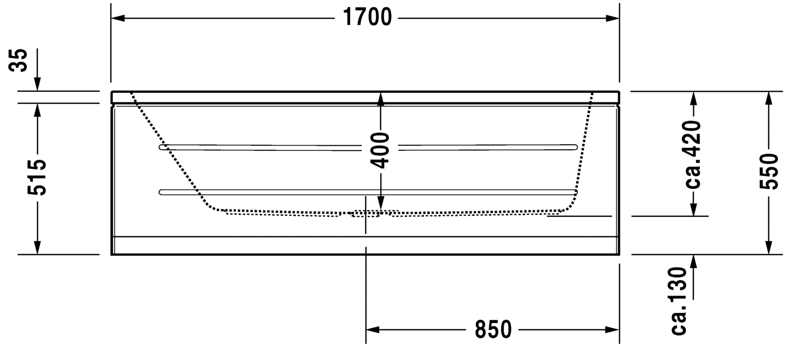 Ванна с центральным сливом Duravit D-Code 170x75 700099 схема 3