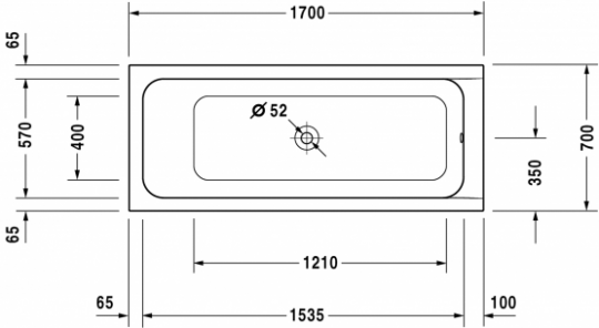 Ванна со сливом посредине Duravit D-Code 170х70 700097 ФОТО