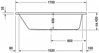 Ванна со сливом посредине Duravit D-Code 170х70 700097 схема 2