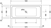 Акриловая ванна со сливом по центру Duravit D-Code 180x80 700101 схема 1