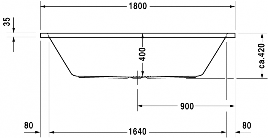 Акриловая ванна со сливом по центру Duravit D-Code 180x80 700101 ФОТО