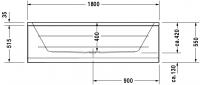 Акриловая ванна со сливом по центру Duravit D-Code 180x80 700101 схема 3