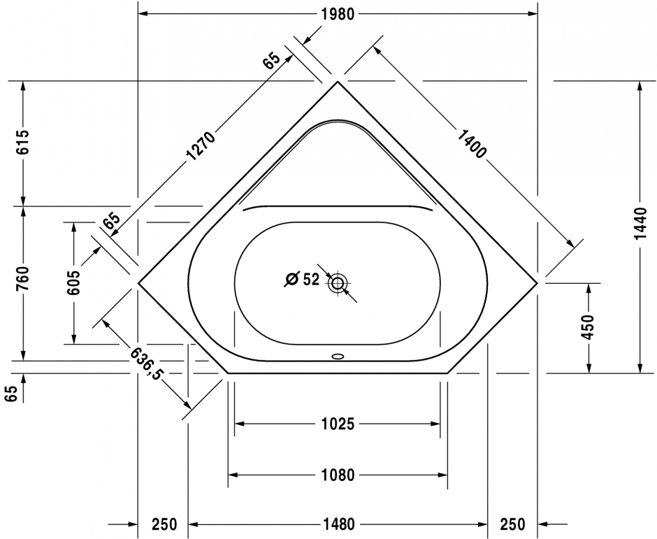 Duravit ванна D-Code 140x140 700137 ФОТО