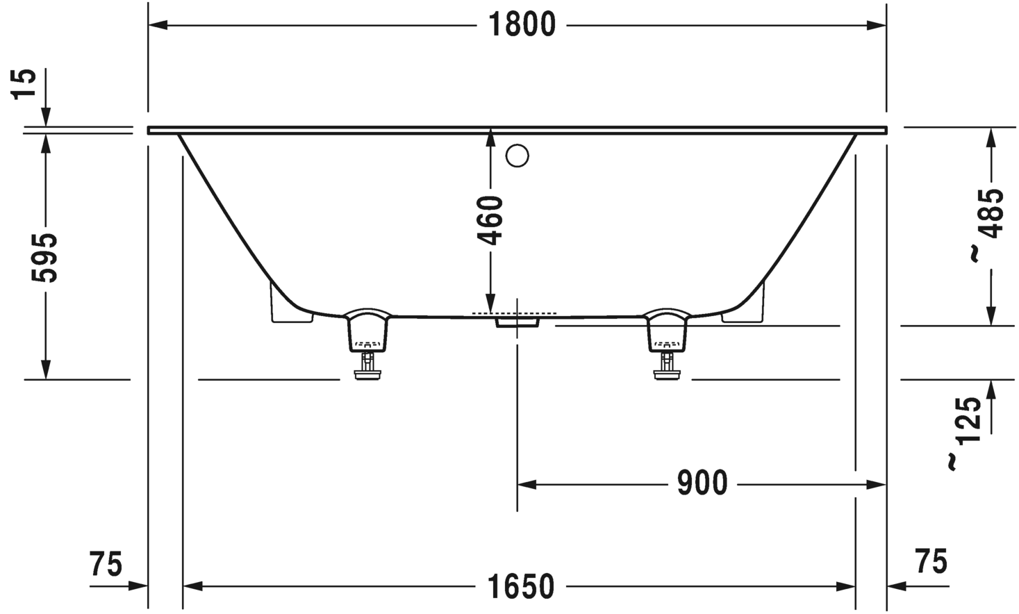 Ванна Duravit DuraSquare 180x80 700426 встраиваемая версия схема 2