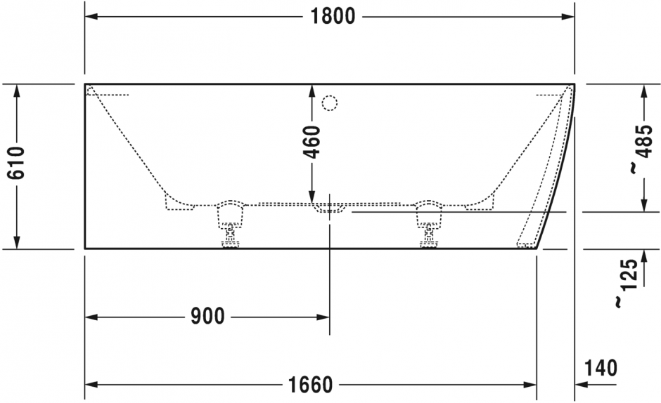 Ванна Duravit DuraSquare 180x80 700427 угол слева ФОТО