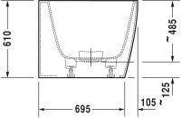 Ванна Duravit DuraSquare 180x80 700428 угол справа схема 3