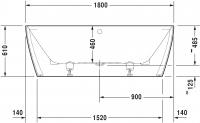 Ванна Duravit DuraSquare 180x80 700429 пристенный вариант схема 2