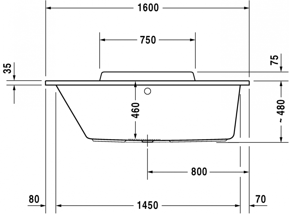 Ванна Duravit с центральным сливом DuraStyle 700292 160x70 ФОТО