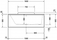 Ванна Duravit с центральным сливом DuraStyle 700292 160x70 схема 5