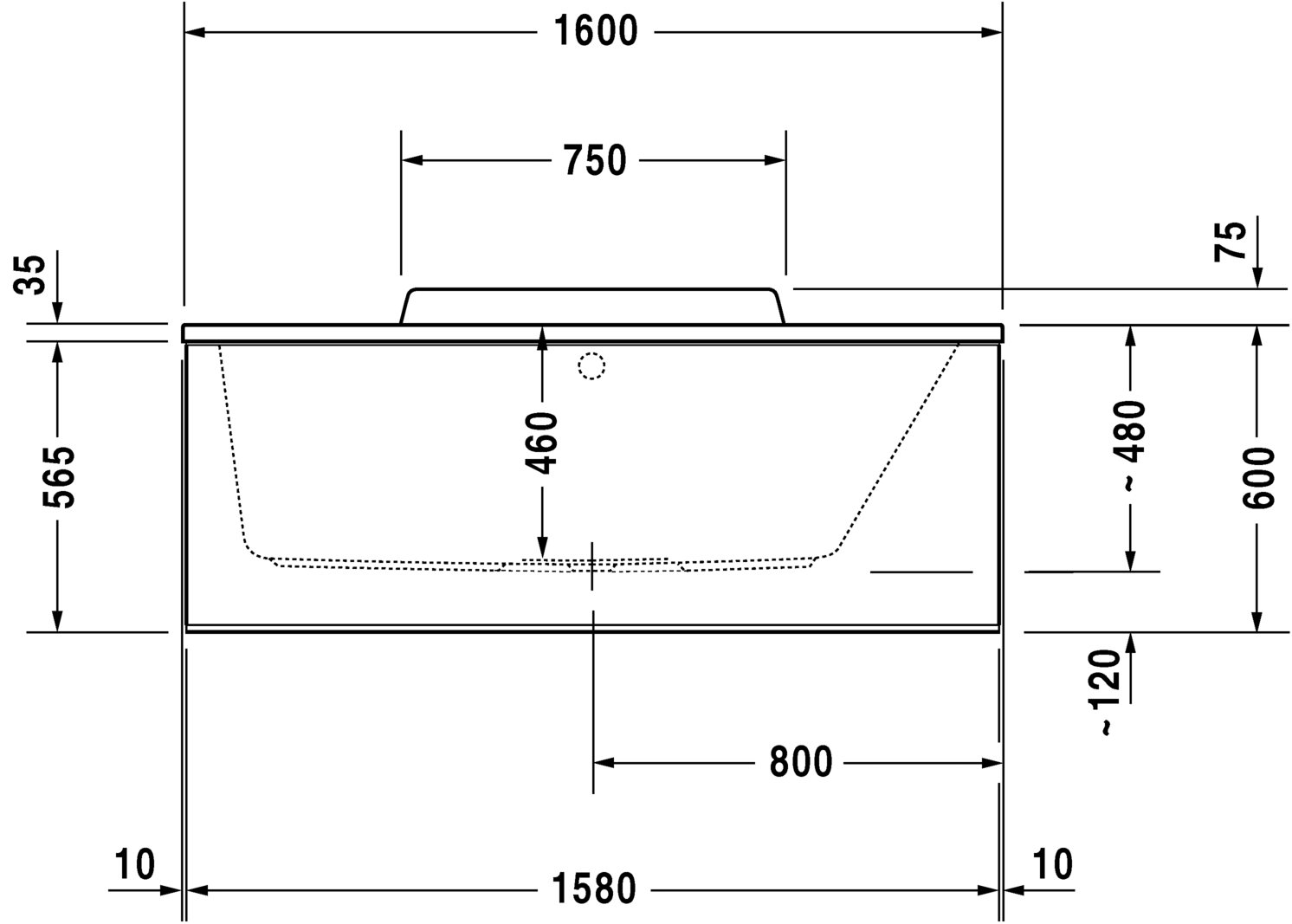 Ванна Duravit DuraStyle 160x70 700293 схема 5