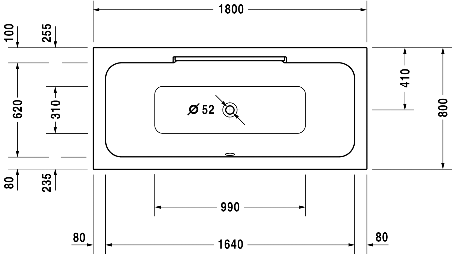 Ванна Duravit DuraStyle 180x80 700298 схема 3