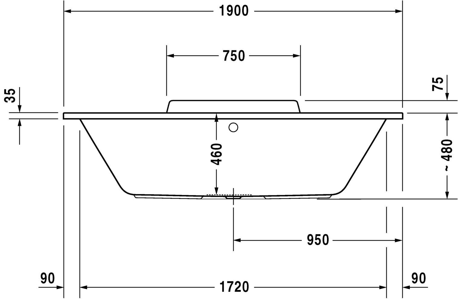 Ванна Duravit DuraStyle 190x90 700299 схема 4