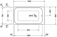 Ванна Duravit DuraStyle 140x80 700233 схема 3