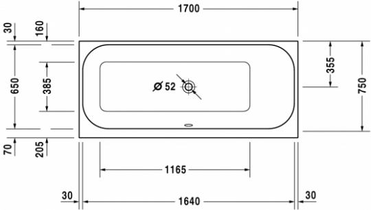 Ванна Duravit Happy D.2 170x75 700313 схема 1