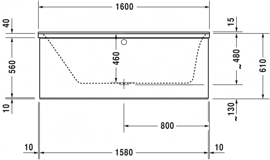 Ванна Duravit P3 Comforts 160x70 700371 c наклоном слева ФОТО