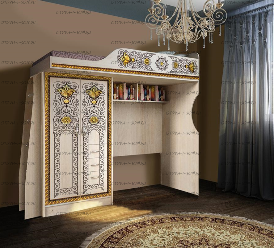 Кровать-чердак Жасмин Ж 4/1-2У (80х190)