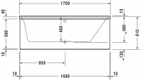 Ванна Duravit P3 Comforts 170x70 700374 c наклоном справа схема 4