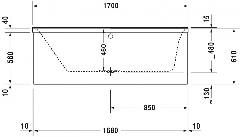 Ванна Duravit P3 Comforts 170x75 700375 c наклоном слева ФОТО