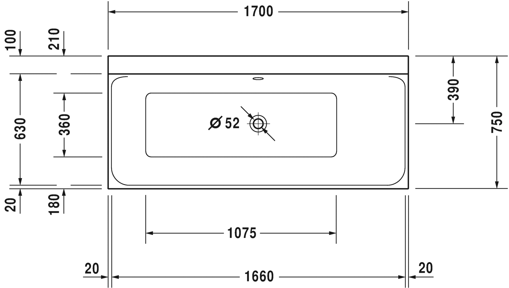 Ванна Duravit P3 Comforts 700376 c наклоном справа схема 2