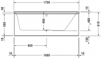 Ванна Duravit P3 Comforts 700376 c наклоном справа схема 4