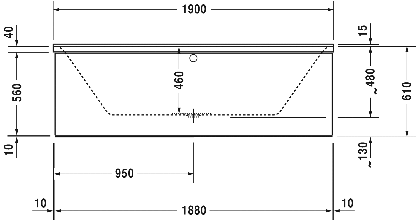 Ванна Duravit P3 Comforts 190x90 700378 схема 4