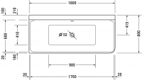 Ванна Duravit P3 Comforts 180x80 700379 угол слева схема 2