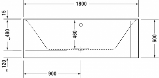 Ванна Duravit P3 Comforts 180x80 700379 угол слева ФОТО