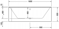 Ванна Duravit P3 Comforts 180x80 700380 угол справа схема 2