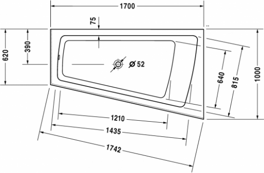 Duravit ванна Paiova 170x100 700265 с панелью схема 2