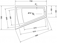 Duravit ванна Paiova 170x130 700266 с панелью схема 2