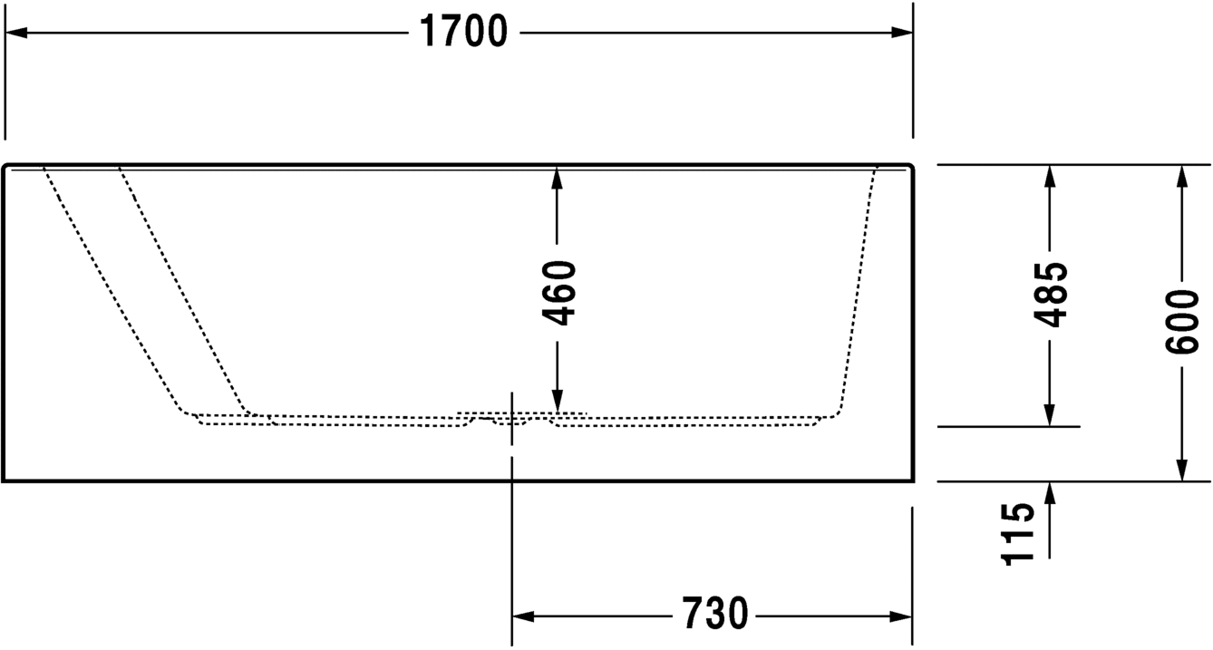 Duravit ванна Paiova 170x130 700266 с панелью схема 3