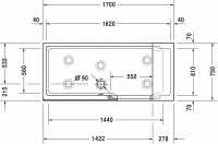 Комбинированная ванна Duravit Shower + Bath с дверью 170x75 700403000000000 схема 9