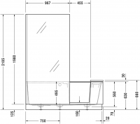 Комбинированная ванна Duravit Shower + Bath с дверью 170x75 700403000000000 схема 10