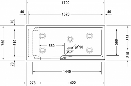 Комбинированная ванна с дверью Duravit  Shower + Bath 170x75 700404000000000 схема 8