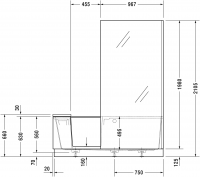 Комбинированная ванна с дверью Duravit  Shower + Bath 170x75 700404000000000 схема 9