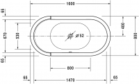 Duravit ванна Starck 160x80 700409 отдельностоящая схема 2